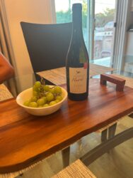 Relaxing with some wine and grapes